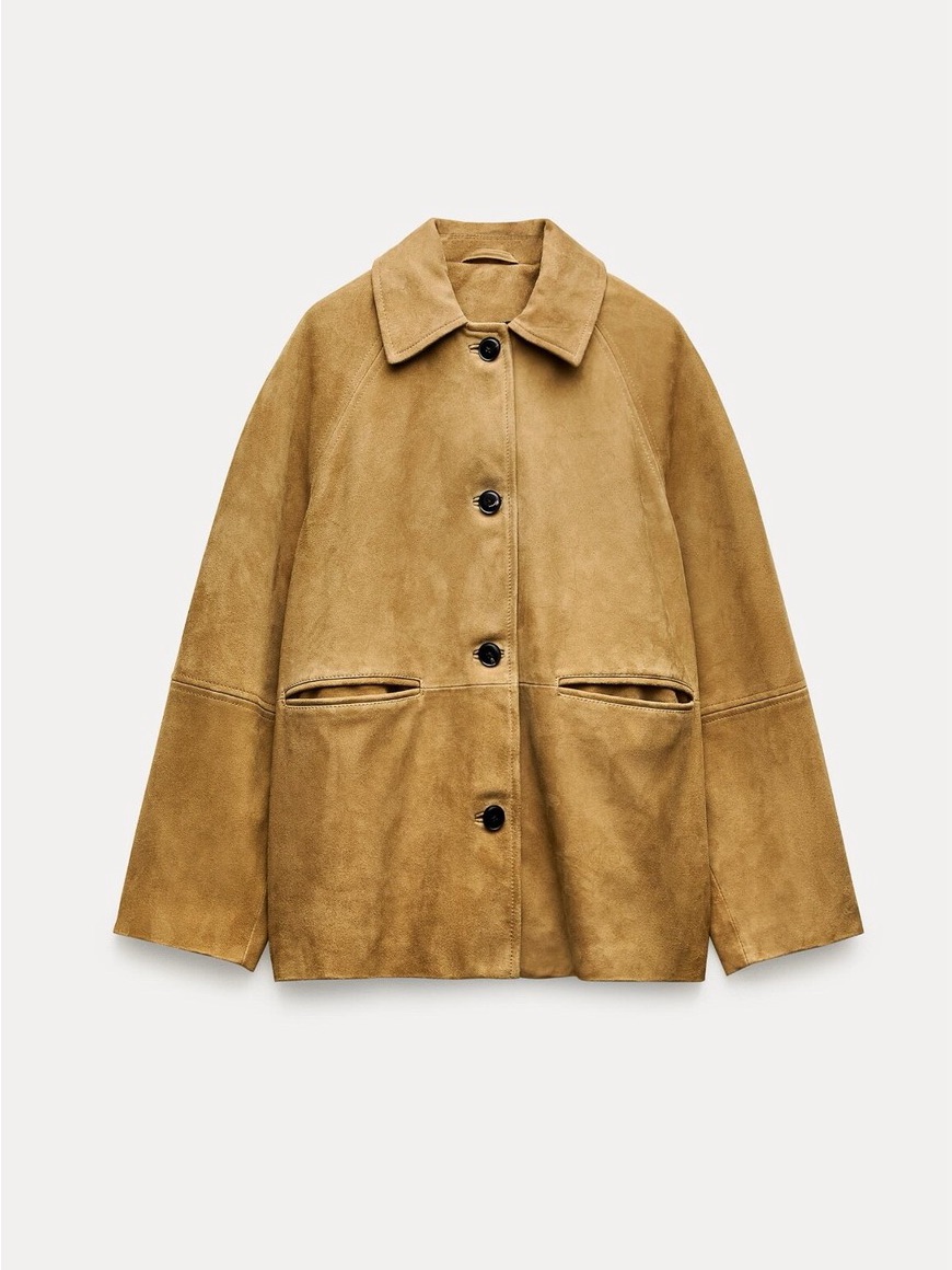Zara Suede Leather Jacket Zw Collection - S